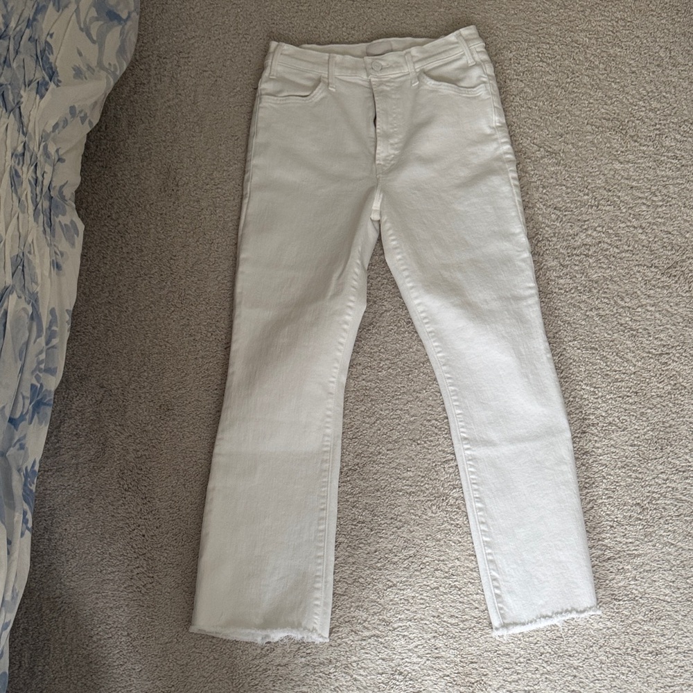 MOTHER Jeans Ankle Fray SIZE 28 IN WHITE